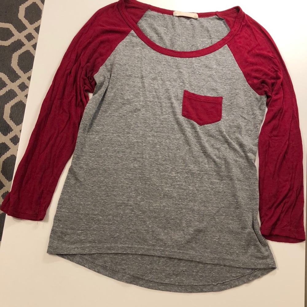 Grey and maroon long sleeve tshirt